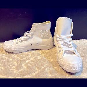 All leather white converse